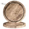 10Pcs Round Wood Grain Paper Tray Food Grade Paper Dinner Plates Decorative Picnic Party Tableware Decoration
