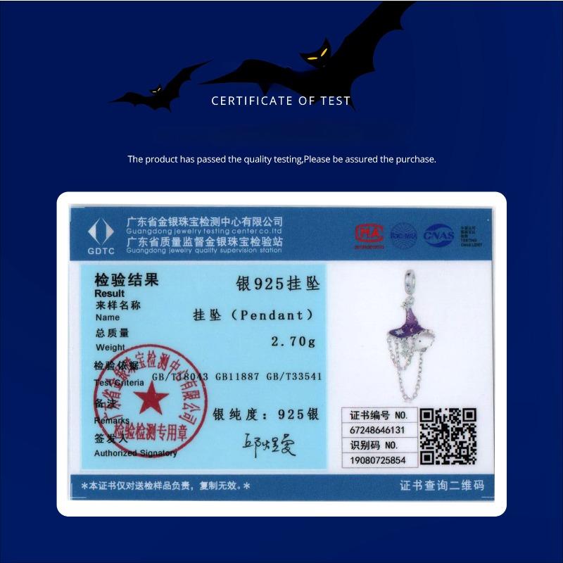 Halloween Luminous Color-Changing Hat Diy Pendant Accessories, Cross-Border Accessories S925 Sterling Silver Beads