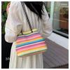 Fabric Lock New Women's Shoulder Bag Chain Stripe High Beauty Fashion Crossbody Soft Versatile Commuter Bucket Bag