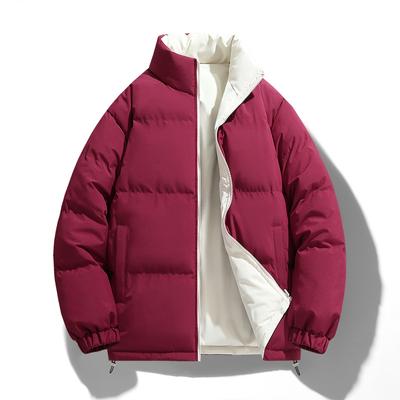 Новая мужская бархатная утолщенная хлопковая подкладка, корейская версия, воротник-стойка, свободная, большого размера, однотонная, теплая, повседневная хлопковая одежда