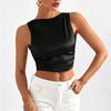 Summer European and American Women's Solid Color Fashion Sexy Backless Sleeveless Knotted Top