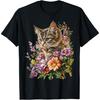 Кошка Цветок Цветочный Милый Котенок Графический Мужская Женская Детская Футболка(1)