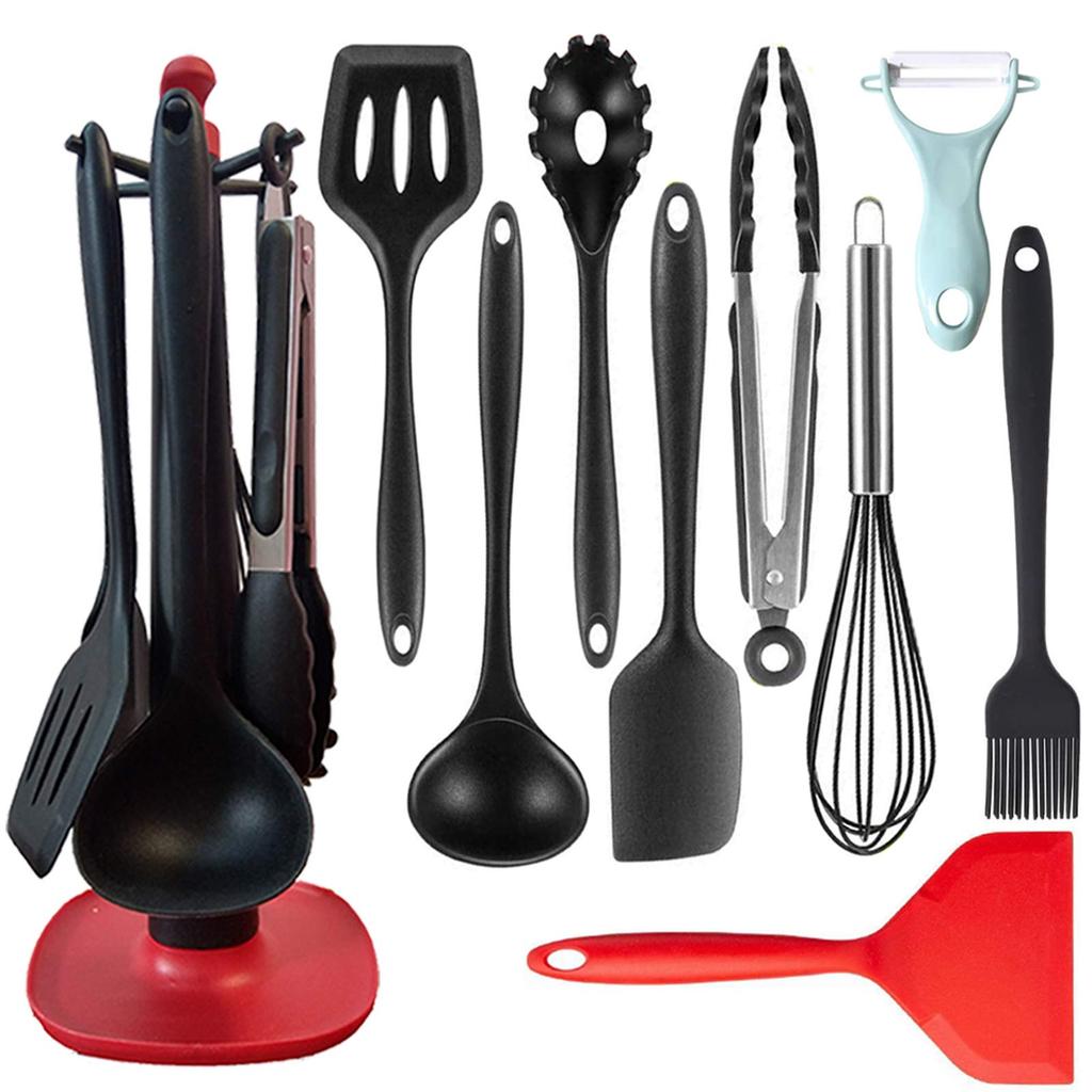 Kitchen Cookware Set of Silicone Convenient Tamagoyaki Cooking Kitchen Food Safety Heat Resistant Tools, 10, Bracket, Storage, Shovel, Utensils,