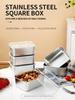 Five Stainless Steel Square Lid Food Storage Containers