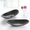 Dessert plate1Pcs Food Dishes Deep Plate Oval Ingot Plate Frosted Black Hotel Seafood Sushi Plate Imitation Porcelain Tableware