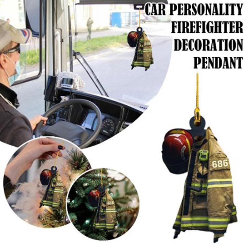 Автомобильный подвесной декор, пальто пожарного, шляпа, имитация модели, декор, кулон, подарок