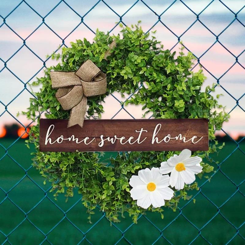 44 см венок, рождественские украшения на стену, маленькие свежие таблички с именами, искусственные цветы, круглая гирлянда, дверные вешалки.