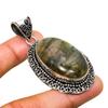 Labradorite Gemstone Handmade 925 Silver Plated Jewelry Pendant 2.27"