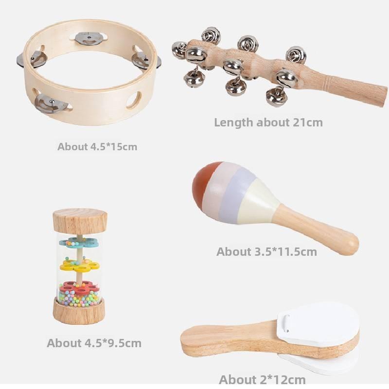Shaking Soundboard Wooden Bell Sand Hammer Bell Drum Children Percussion Toy