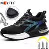 Fashion Safety Shoes Air Cushion Work Shoes Protective Sneakers Steel Toe Cap Men Puncture-Proof Indestructible Shoes Security