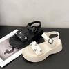European Station 2025 Summer New Thick-soled Muffin Temperament Sandals Women's Fashion Word Sandals Open-toe Trendy