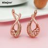 SIMJOO Stylish Zircon Stud Earrings for Women with Rose Gold Crystal Contorted Earrings