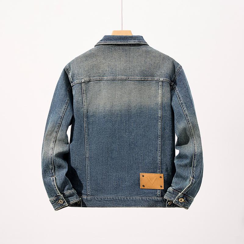 Мужская осенняя синяя модная универсальная джинсовая куртка приталенного кроя