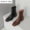 Retro Style Women Short Boots Fashion Back Zippers Ankle Booties Square High Heels Autumn Winter Shoes