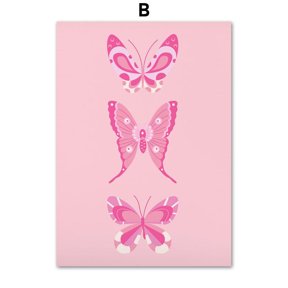 Pink Abstract Girl Flower Butterfly Good Energy Quote Wall Art Canvas Painting Posters And Prints Pictures For Living Room Decor