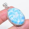 Натуральный Ларимар Драгоценный камень Ручная работа 925 Стерлинговое серебро Ювелирная подвеска 1,89" s1z97