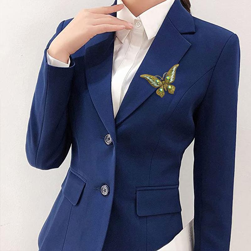 Ретро Подарки Брошь-цветок на грудь в виде бабочки Светская жизнь Инкрустированные бриллиантами Красочные тканевые аксессуары Модная элегантность 1 шт.