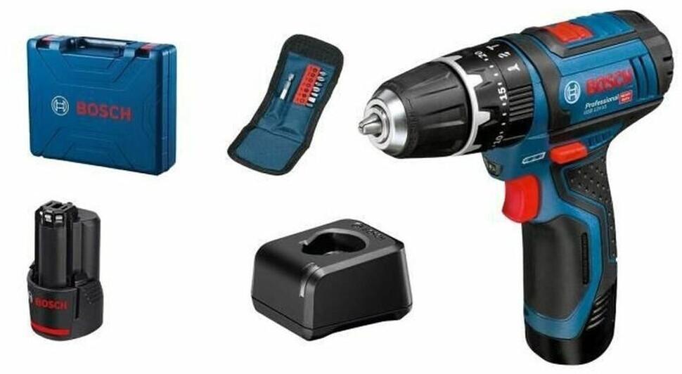 Ударный шуруповёрт Bosch GSB 12V-15 Professional2x 2.0 Ah + Зарядное устройство Набор принадлежностей + +Koffer