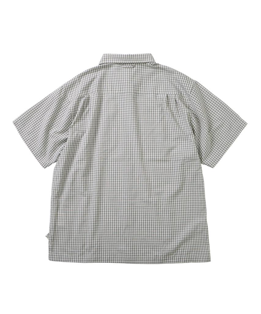 FOUNDPOCKET Рубашка с коротким рукавом в клетку Bidi с карманом Цвет: Слоновая кость