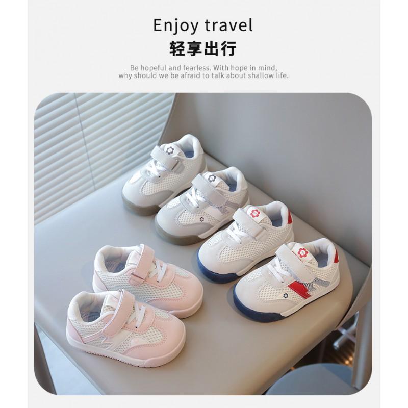Kids Breathable Mesh Sneakers Boys Girls Casual Shoes With Hook Loop