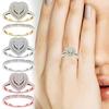 2Pcs/Set Ring Attractive Heart Decorative Delicate Rhinestone Shape Women Bridal Ring for