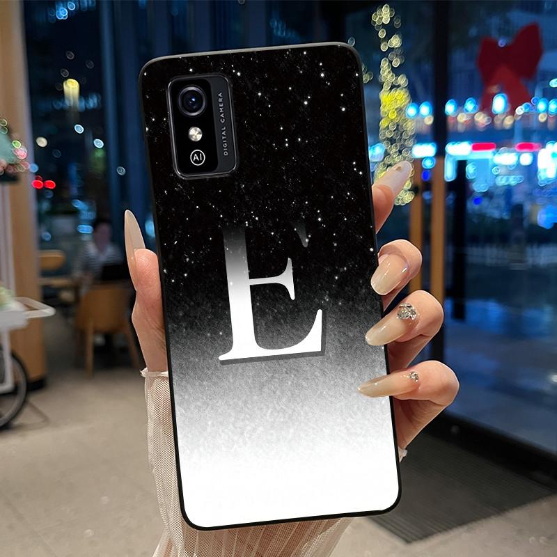 Anti-scratch Case For ZTE Blade L9 Silicone Black Soft Initial Letter With Flower Shiny Starry Sky Pattern Protective Back Case