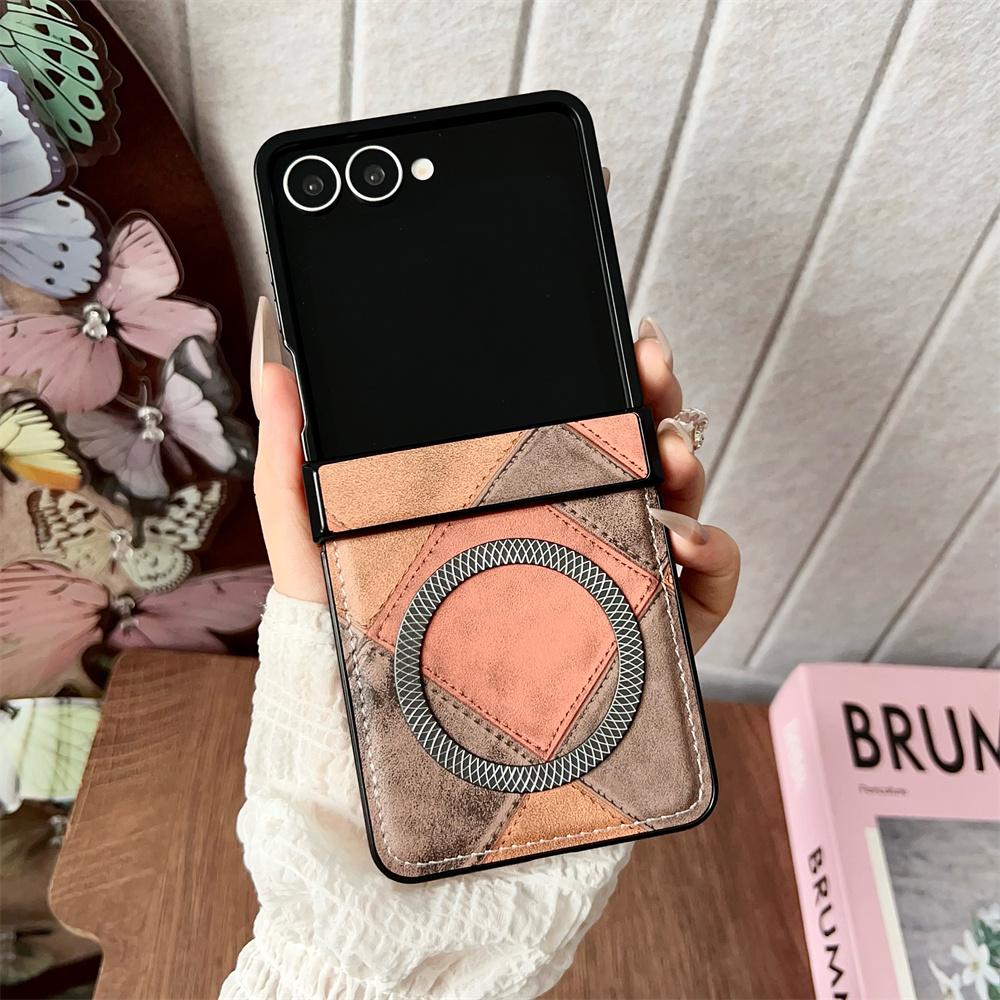 Красочный кожаный чехол-книжка с магнитом для Samsung Z Flip 7 6 5 Zflip 4 3 5G, для беспроводной зарядки Magsafe, с шарнирной крышкой