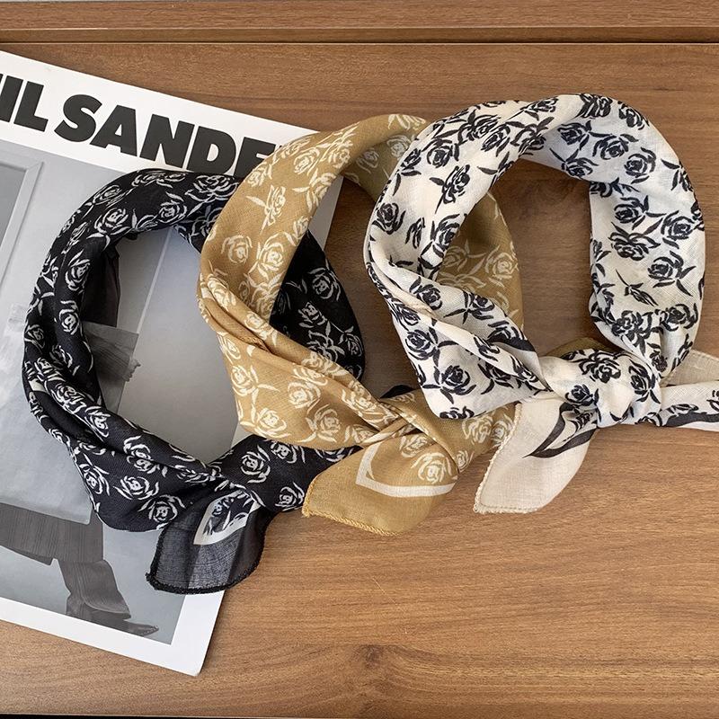 Silk Scarf Neck Small Square Scarf Spring and Summer New High-end Silk Scarf Bag Strap Headscarf Headband Waist Belt Streamer