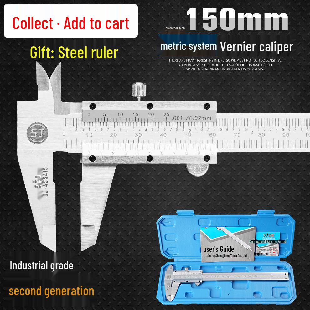 Industrial Grade Vernier Caliper, Precision Scale, 150-300mm Range with Small Oil Mark