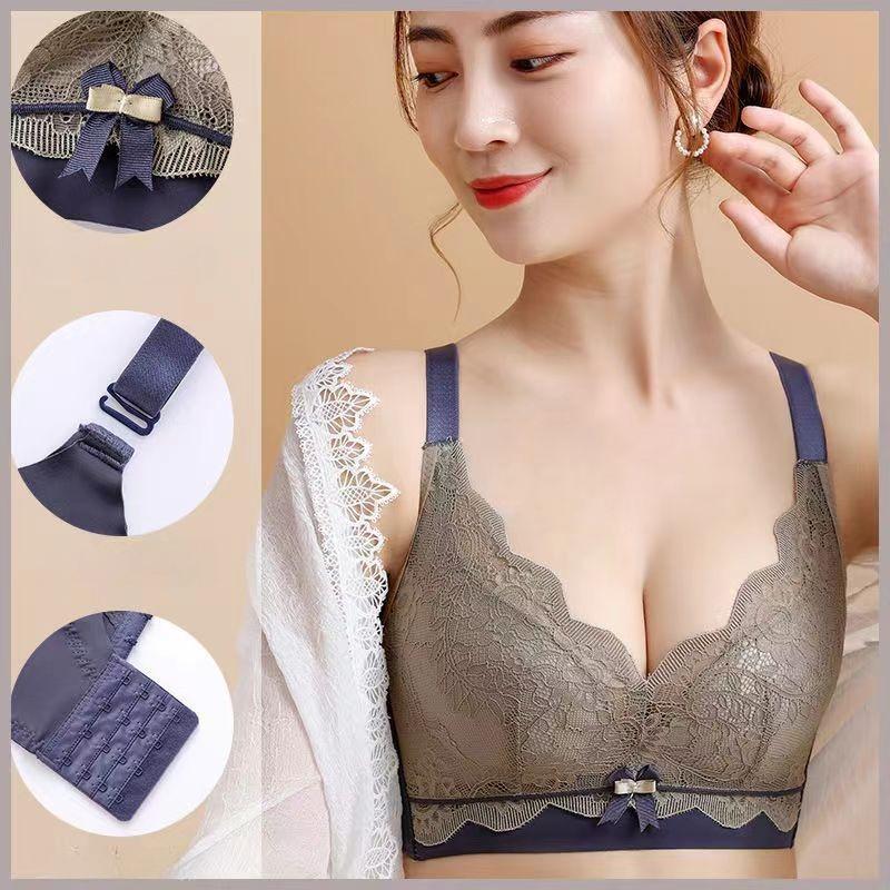 Новый кружевной латексный бюстгальтер для девочек, одежда со сборками по бокам груди, регулируемый бюстгальтер со сборками из нестального кольца