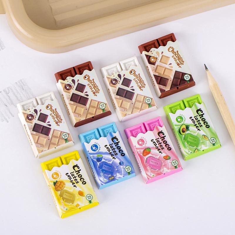 1 Piece Cute Kawaii Candy Color Rubber Fun Creative Chocolate Eraser For Kids Novelty Stationery Office School Supplies