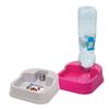 Distributeur d'eau et de croquettes - GEORPLAST - Drinkspenser - Double fonction - Rose - 23x20x6 cm