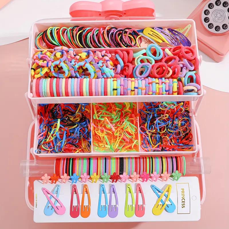 Набор из 1000 симпатичных эластичных резинок для волос и заколок - подходит для весны, лета, осени, зимы, идеальный подарок для женщин (Случайный цвет, без коробки)