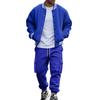 European and American Style Men's Spring Autumn 2 Piece Stand Collar Baseball Jacket and Long Pants Set Casual Outerwear Loose Sports Tracksuit