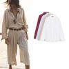 Spring New Women's Clothing French Linen Blend Loose Minimalist Long Sleeve Lapel Shirt Tops 2374734