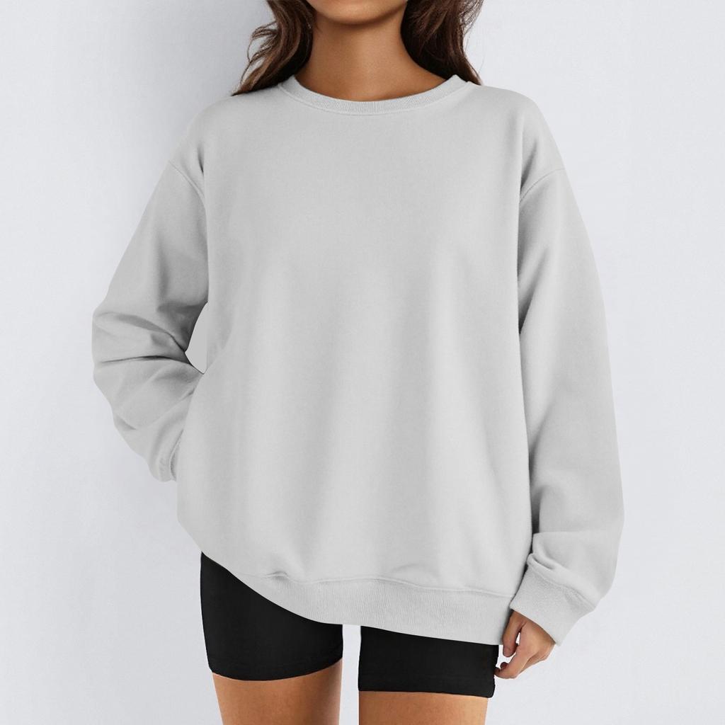 Женские зимние топы, женская толстовка с длинным рукавом, повседневная, с круглым вырезом, свободный крой, флисовые топы Pollover