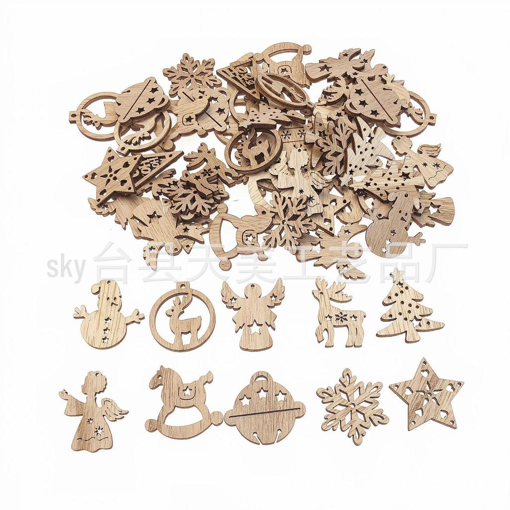 Рождественское украшение ручной работы из деревянной щепы «Ангел» и «Снеговик»