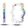 925 Sterling Silver Floral Plant Colourful Series Jewelry Fashion Zircon Circle Hoop Earrings for Women Gift Accessories