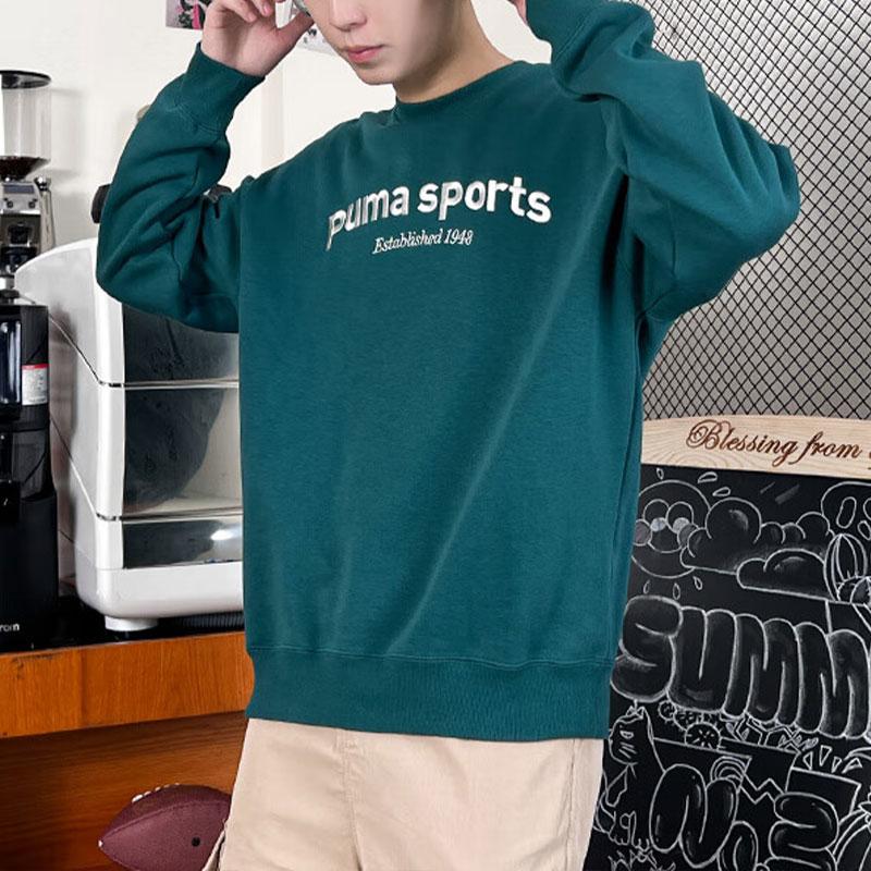 Puma Толстовка с вышитыми буквами, свободная, утолщенная, дышащая, для бега, спортивная, мужская, толстовка с капюшоном, зеленая 625312-43