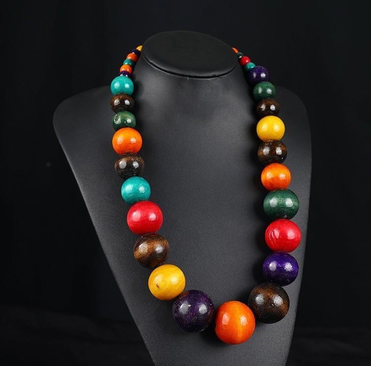 Handmade Exaggerated Bohemian Wooden Bead Necklace All-match Necklace Jewelry Sweater Necklace Chain Personalized Holiday Accessories