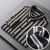 Mens 4-Way Stretch Collared Wrinkle-Free Button-Down Shirts, Business Casual Long Sleeve Silky Sheen Looking Striped Dress Shirt