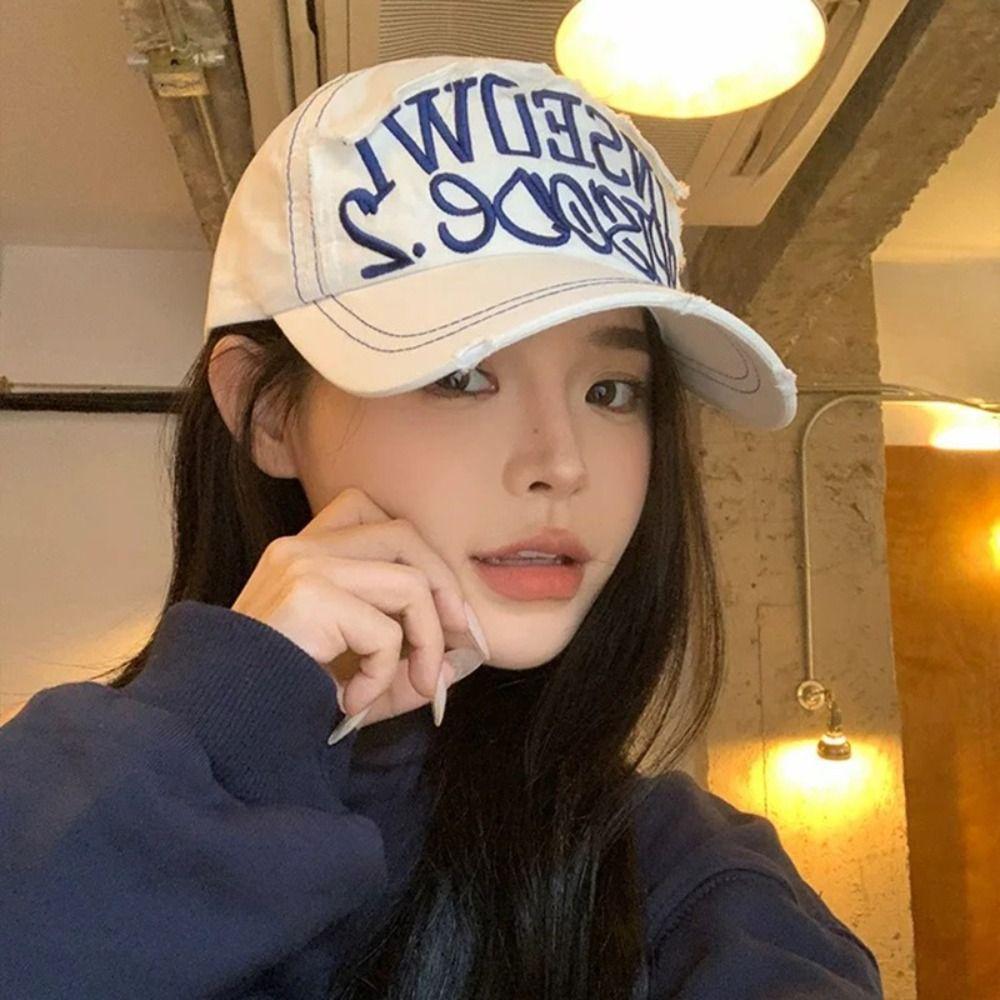 Simple Embroidery Letter Baseball Cap Cotton Peaked Cap Baseball Hat Sun Hat  Girls
