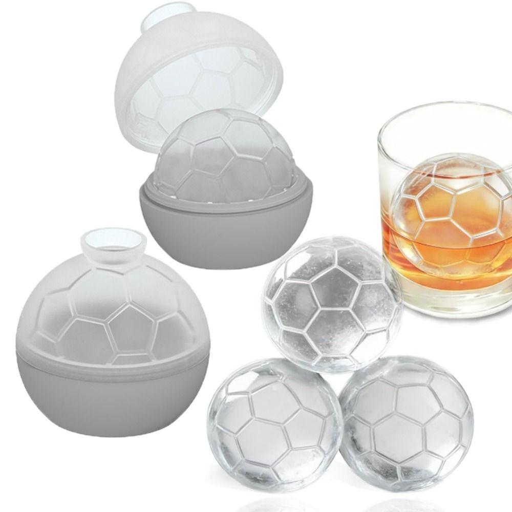 2PCS Non-stick Soccer Ice Cube Mold Silicone Ice Ball Maker Football Ice Tray  Refrigerator
