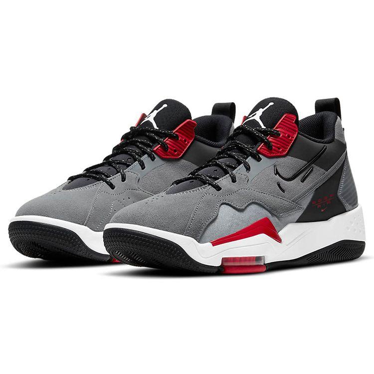 Jordan Zoom 92 Fabric Synthetic Leather Sports Round Toe Cushioning Non-Slip Wear-Resistant Low-Top Casual Shoes Unisex Sneaker Gray Red CK9183-006