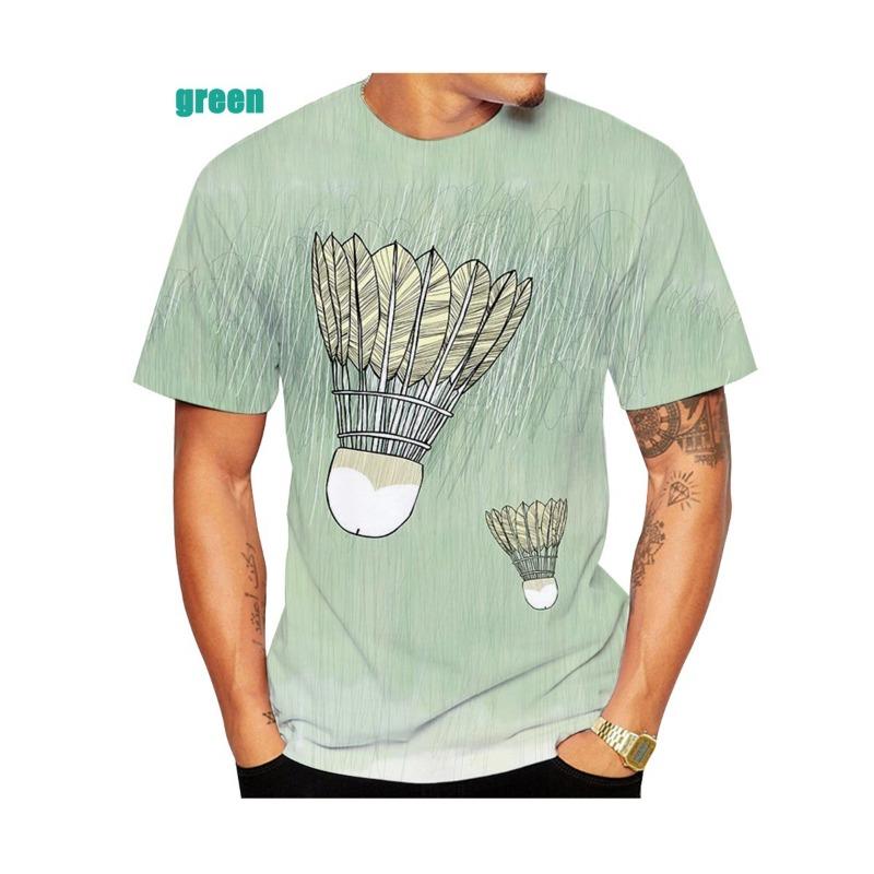 Мужская повседневная футболка с коротким рукавом с принтом «Бадминтон» на 3D-принте Мужская футболка