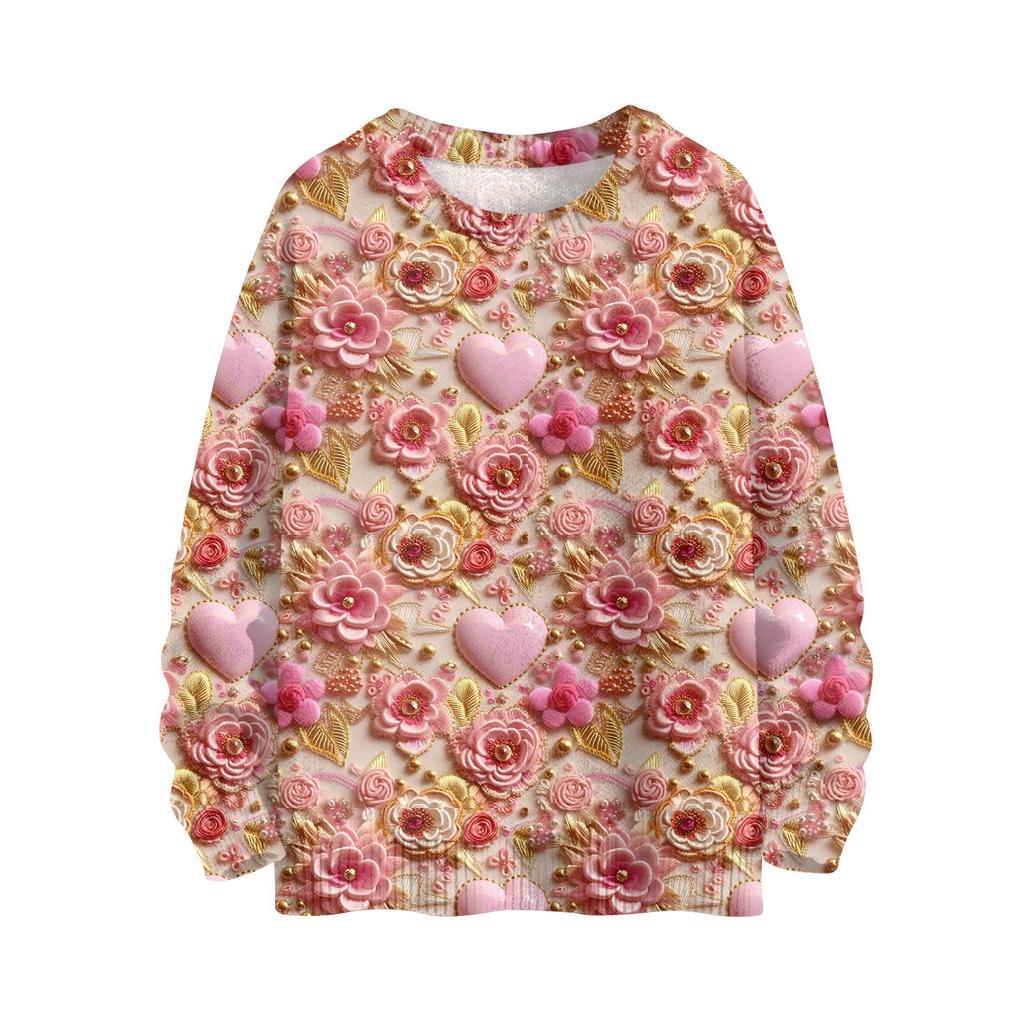 Мужской свитер с принтом ко Дню святого Валентина, толстовка с круглым вырезом, свободный топ с длинными рукавами