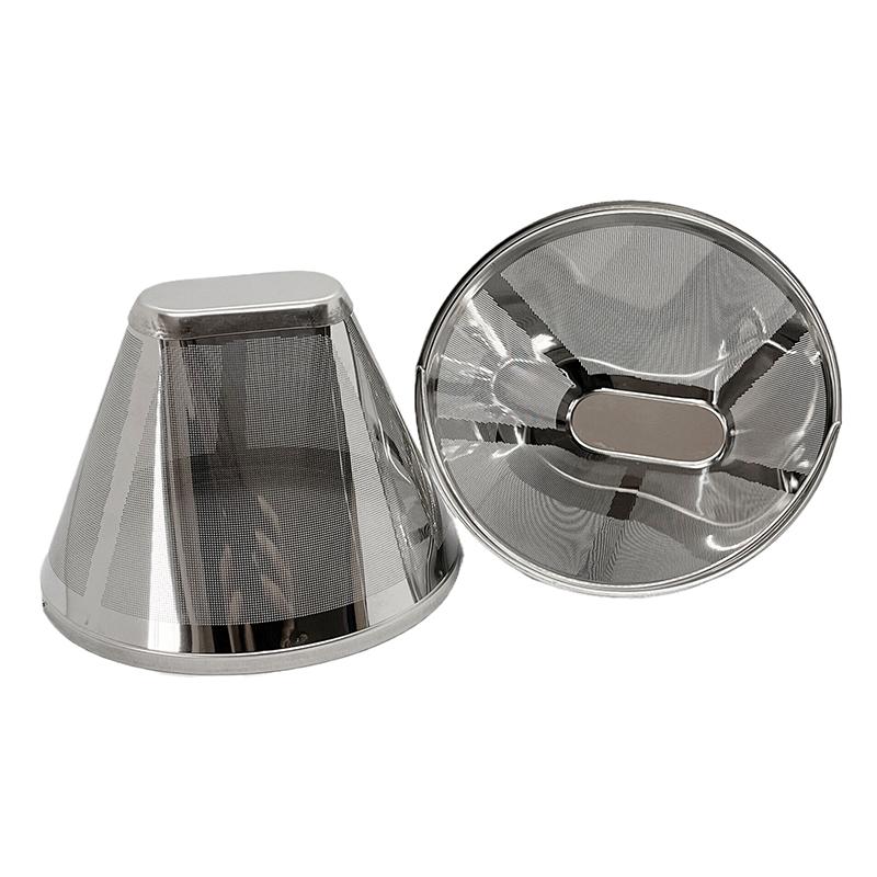 Конусный кофейный фильтр для кофе многоразовый из нержавеющей стали с ручкой