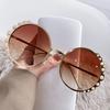 Pearl Round Sunglasses Women Gradation Vintage Female Sun Glasses Luxury Brand Designer Elegant Retro Metal Shades Uv400