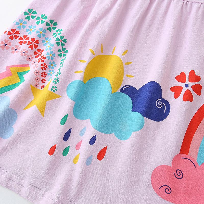 European and American Style Fashion Cartoon Print Princess Dress for Girls: 2025 Summer Collection