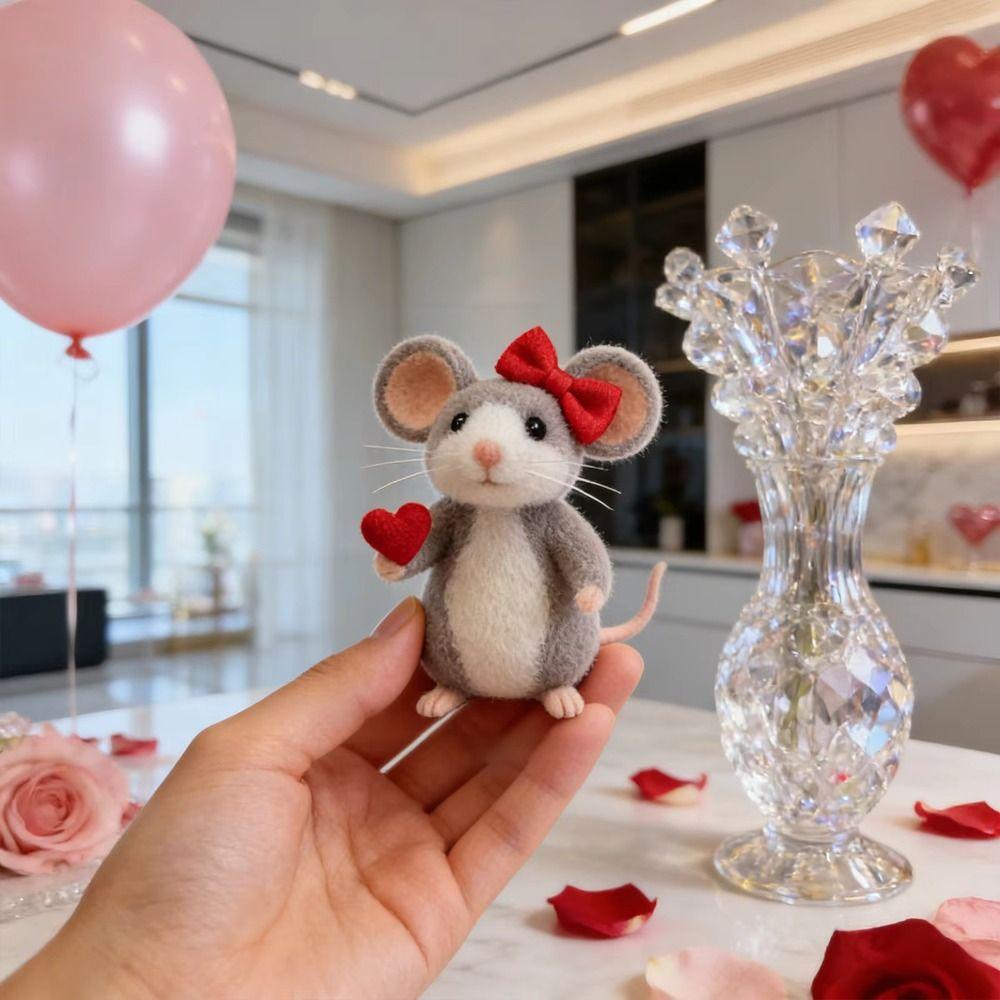 Handmade Felt Valentine's Day Felt Mouse Wool Felt Valentines Day Decor Christmas Tree